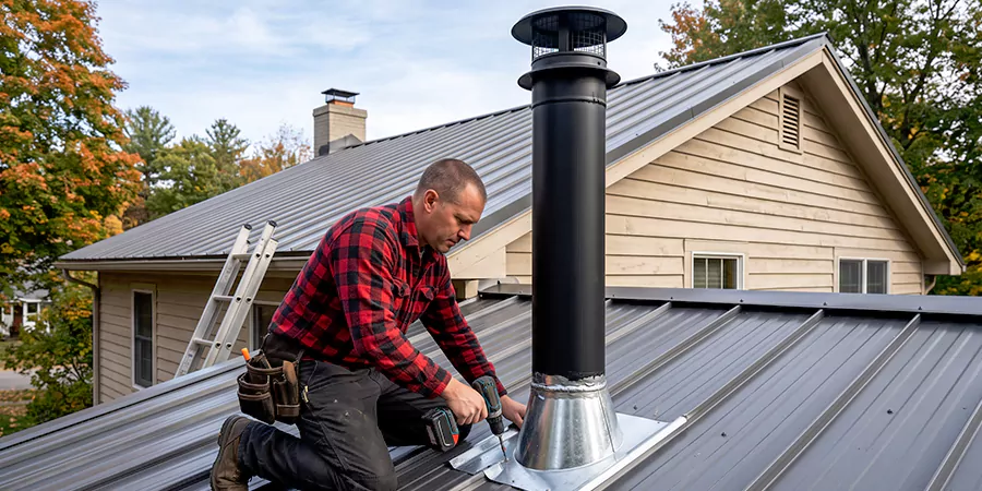 Stove Pipe Through Metal Wall or Roof Bellflower