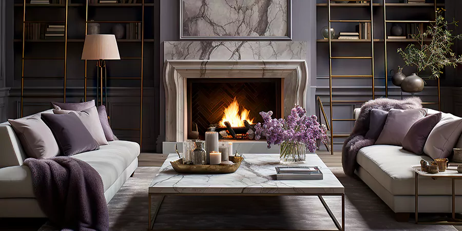 Modern Tile and Stone Fireplace Design Bellflower